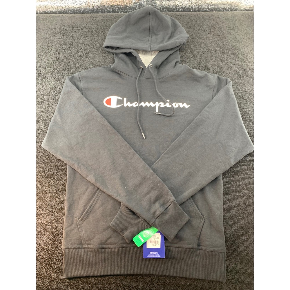 Champion Mens Small Black Powerblend Hoodie Authentic Athleticwear EST 1919
